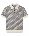Oblique Knit Polo – Cream / Grey