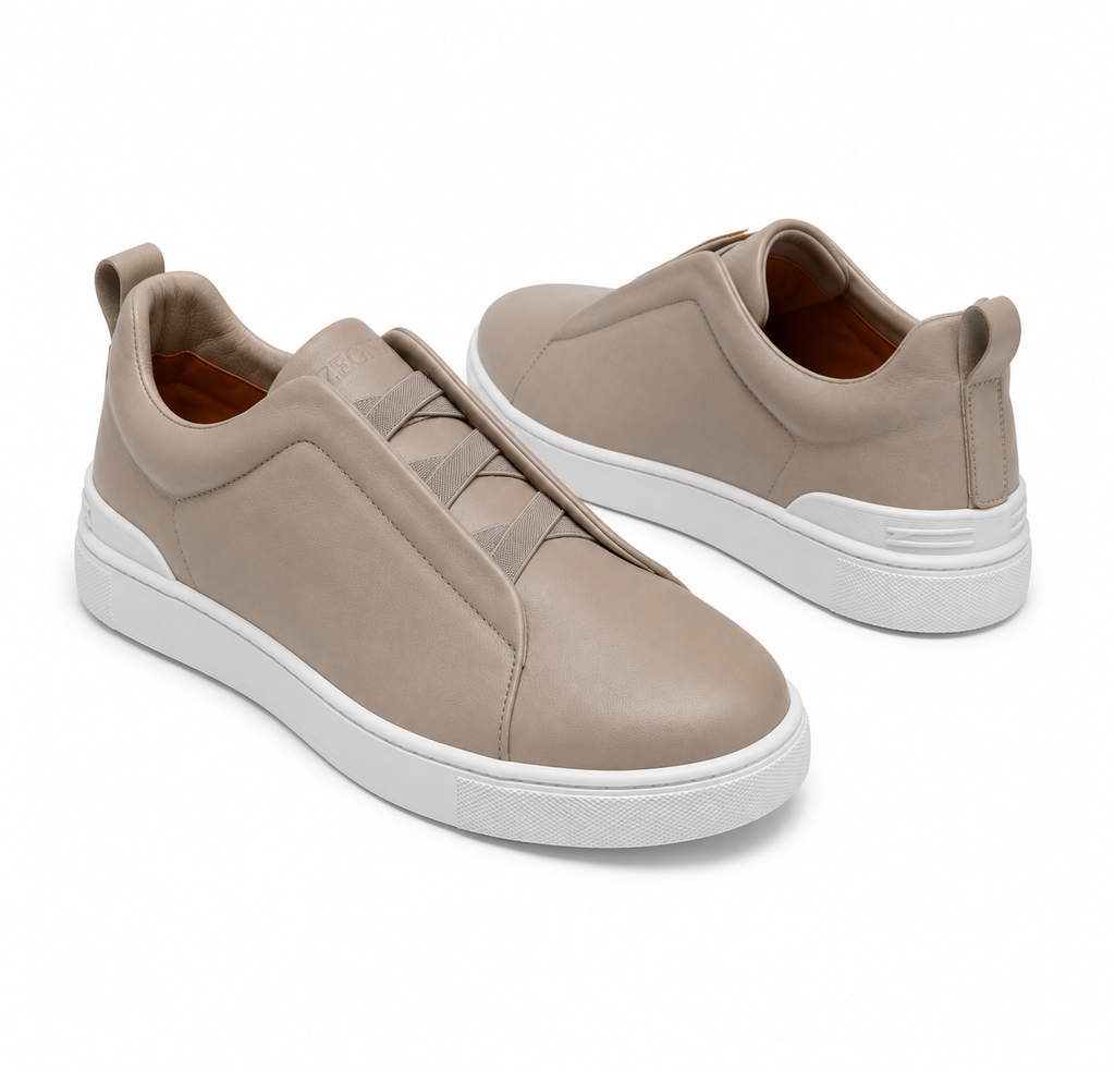 ZEGNA Premium Leather Slip-On Sneakers