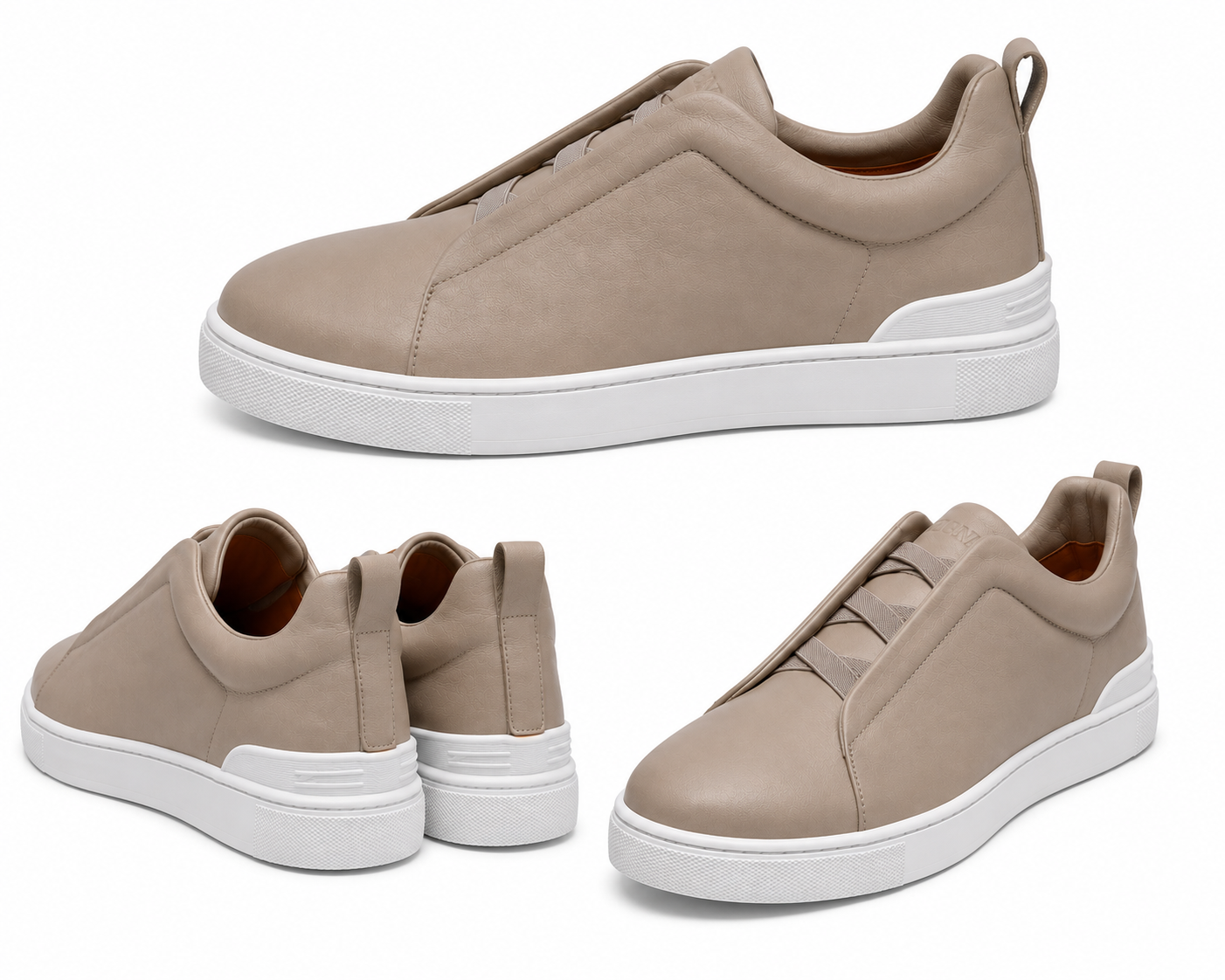 ZEGNA Premium Leather Slip-On Sneakers