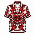 Dolce & Gabbana Red Baroque Silk-Feel Shirt