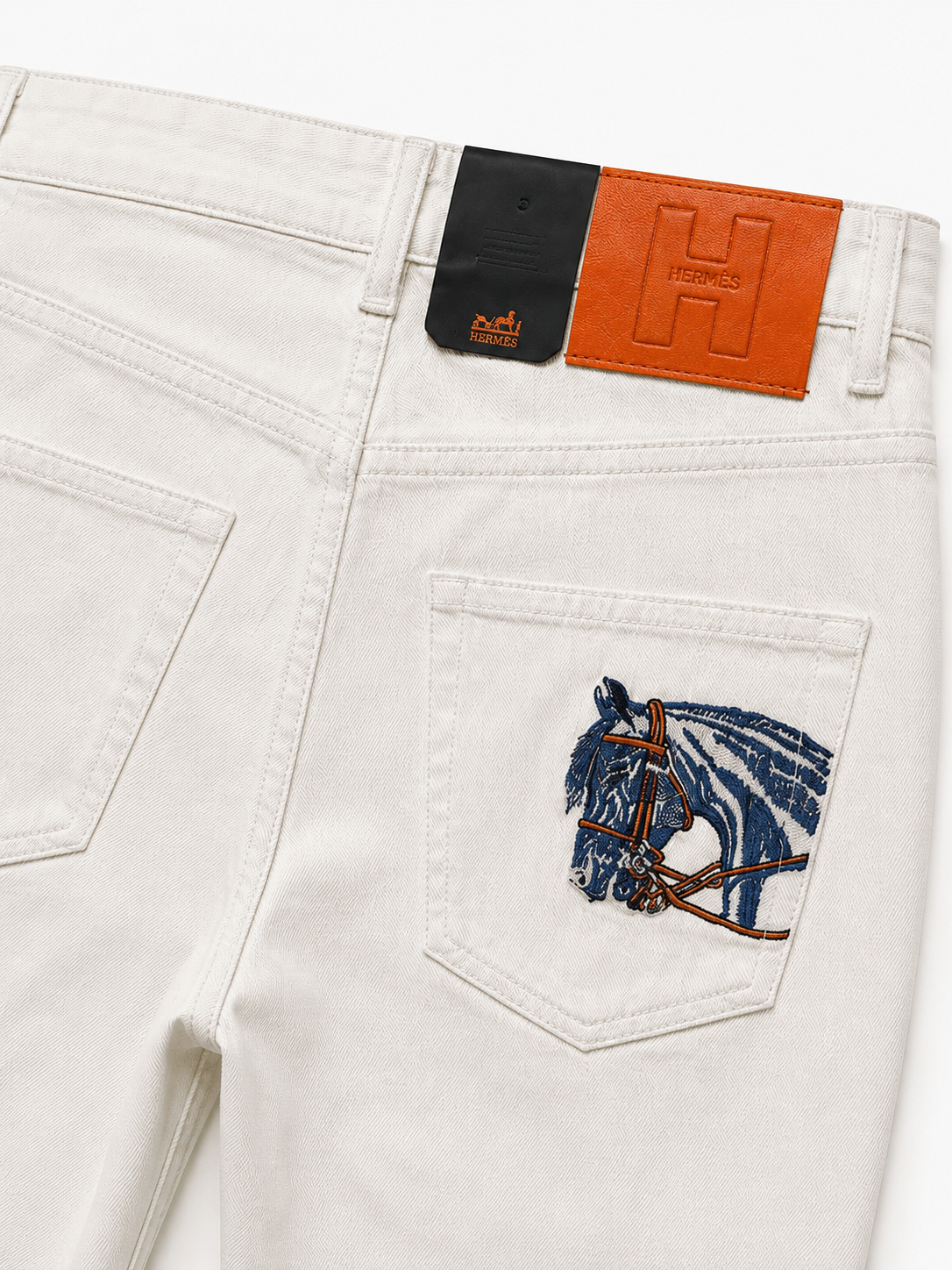 Hermes White Premium Denim Jeans