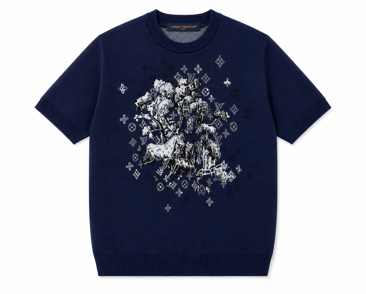 1V Knit T-Shirt – Navy Blue