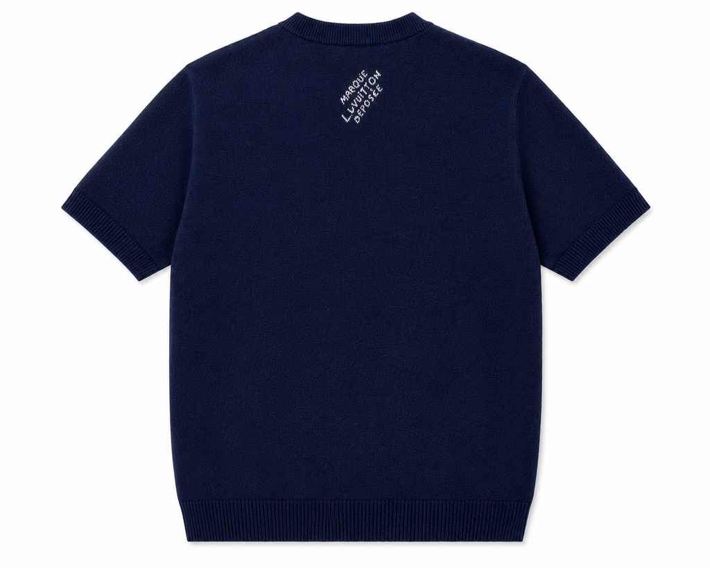 1V Knit T-Shirt – Navy Blue
