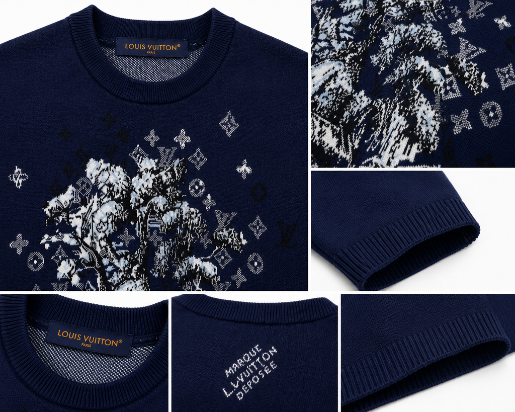 1V Knit T-Shirt – Navy Blue