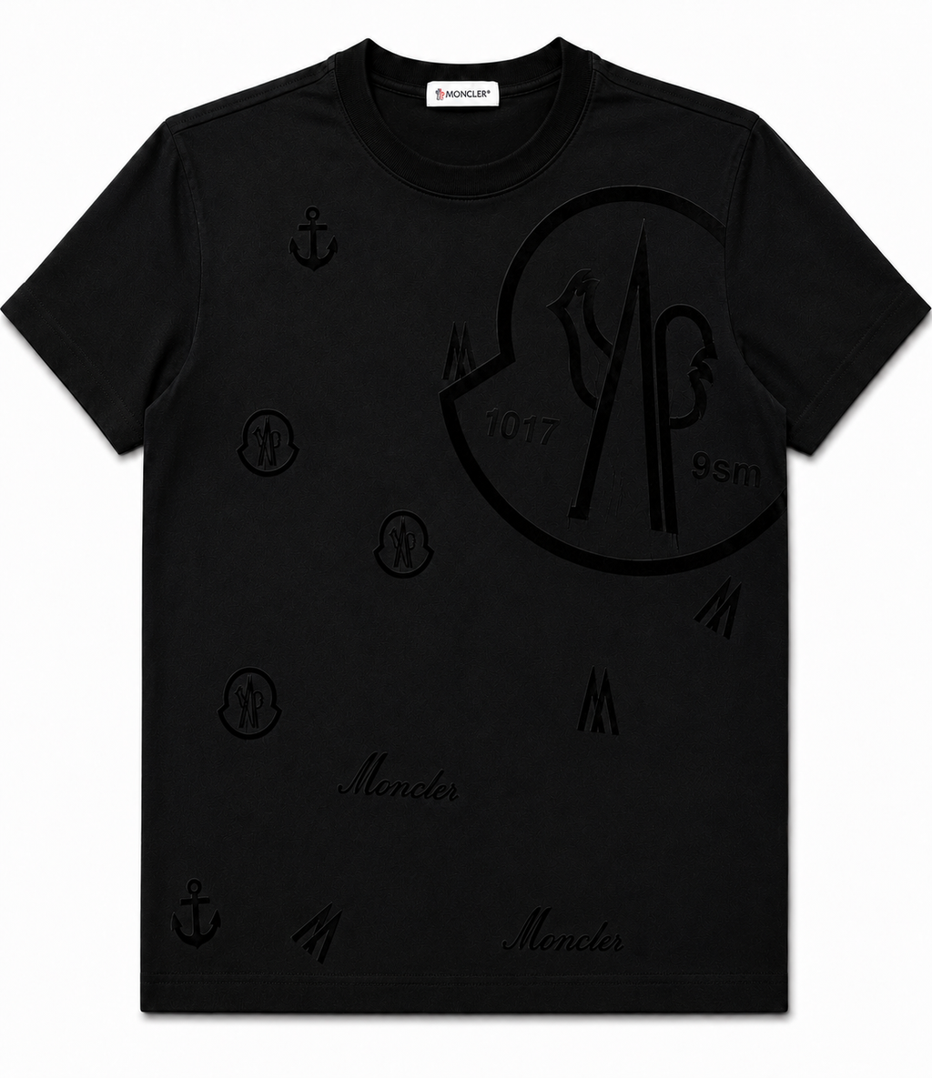 Moncler Black Velvet Print T-Shirt