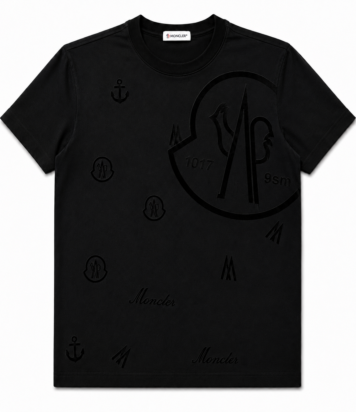 Moncler Black Velvet Print T-Shirt