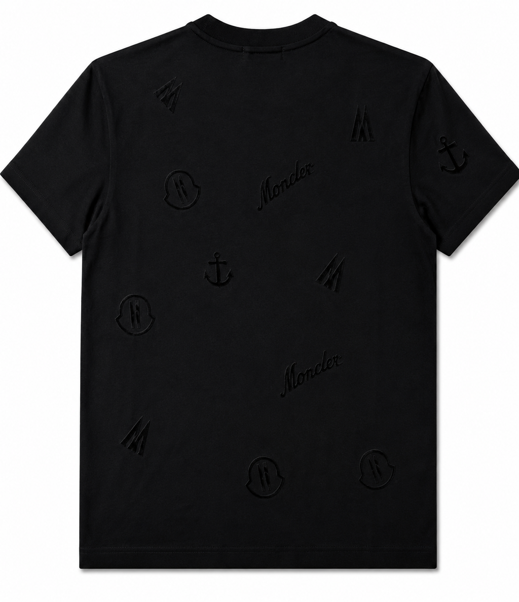 Moncler Black Velvet Print T-Shirt