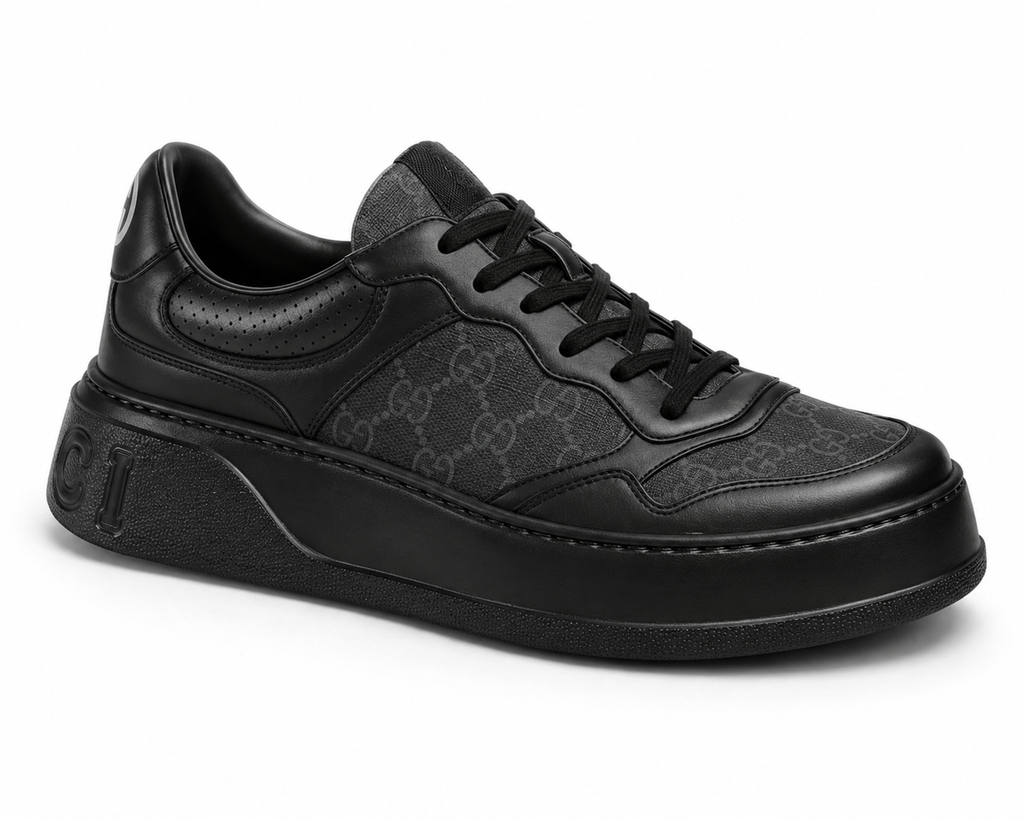 GC-Black Monogrami Platform Sneakers