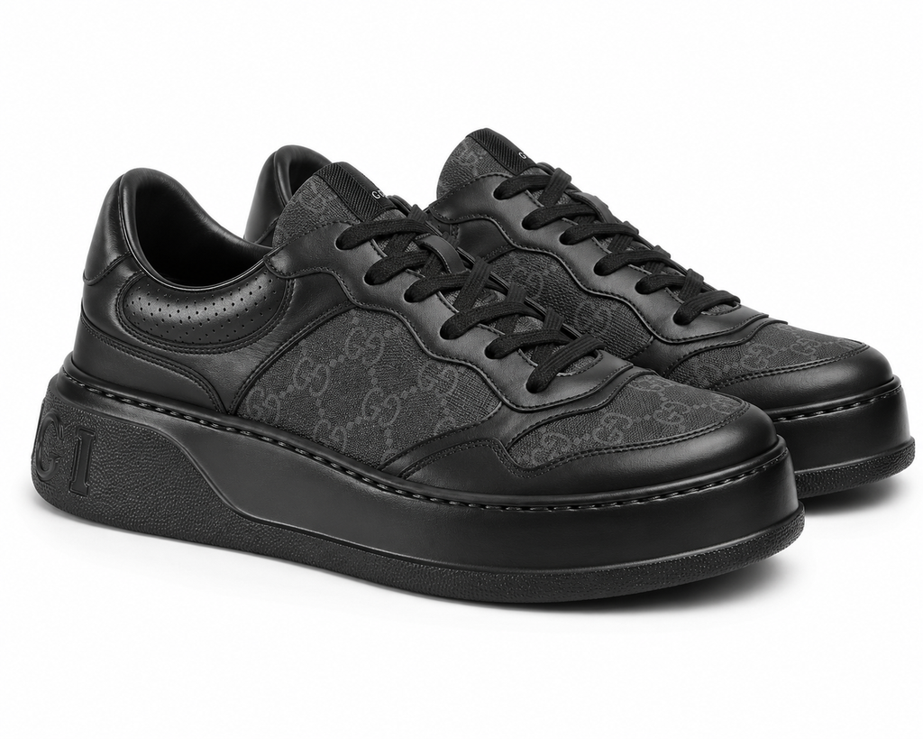 GC-Black Monogrami Platform Sneakers