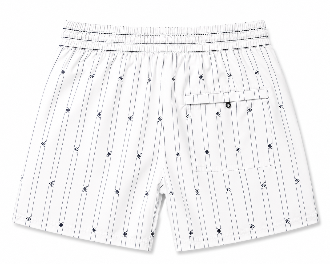 White Pinstripe Swim Shorts