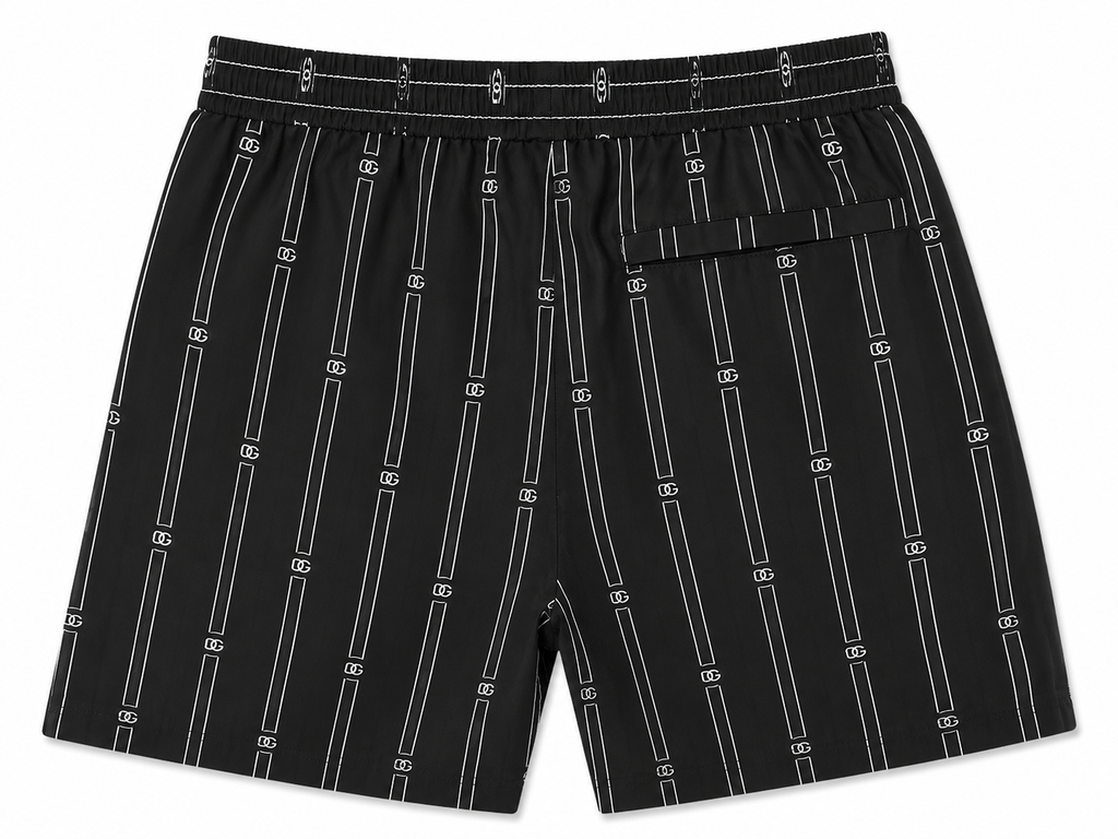 Pinstripe Swim Shorts – Black