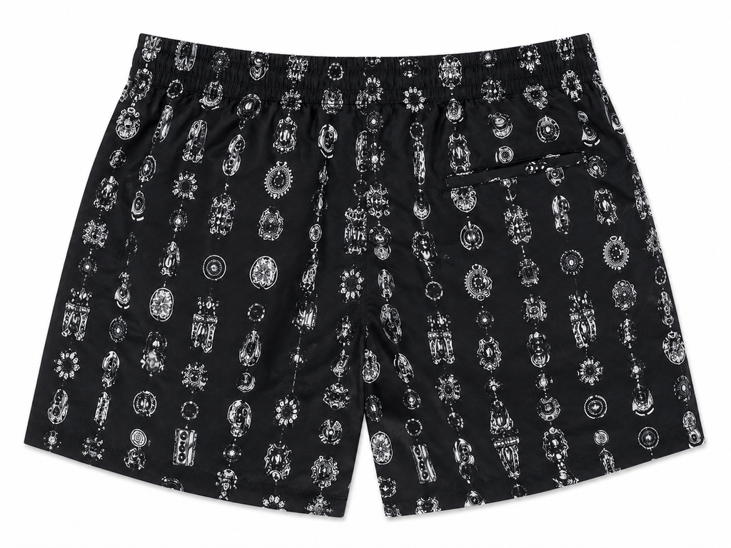 Jewelry Print Swim Shorts – Black