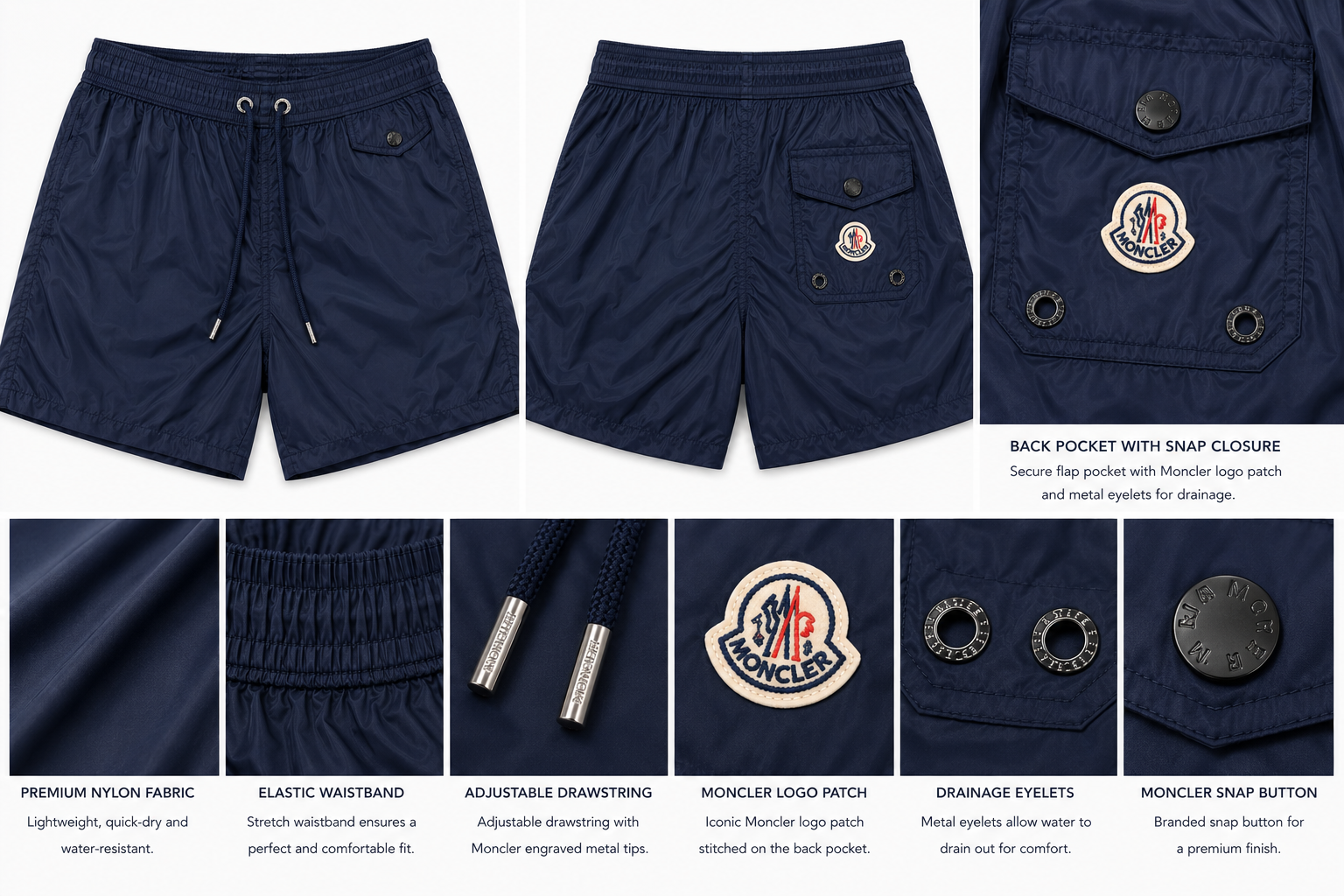 Moncler Swim Shorts – Navy Blue