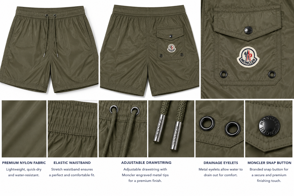 Olive Nylon Swim Shorts