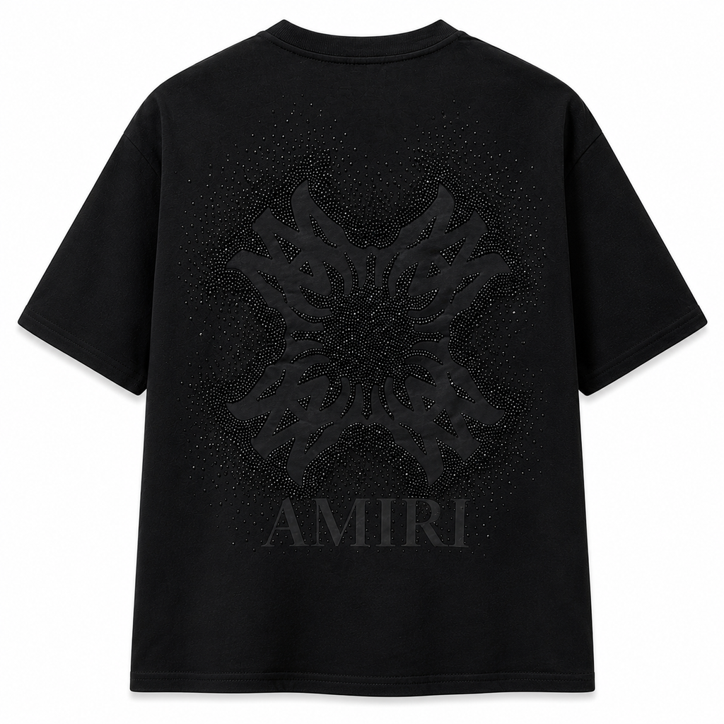 AMIRI Over sized Rhinestone Logo T-Shirt – Black