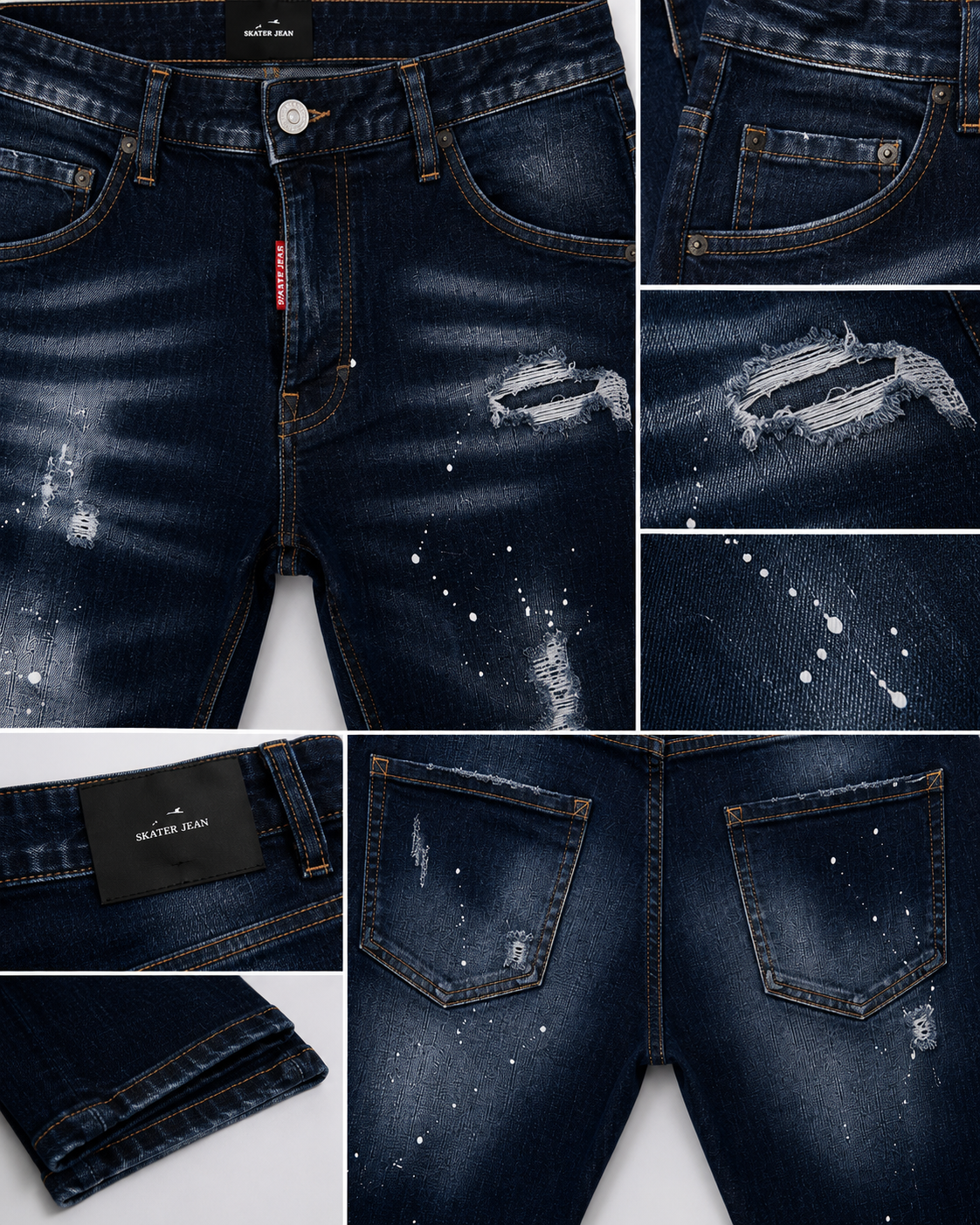 Dsquared - Dark Blue Distressed Slim Fit Jeans