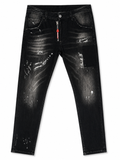 Dsquared2 Black Distressed Paint-Splatter Jeans