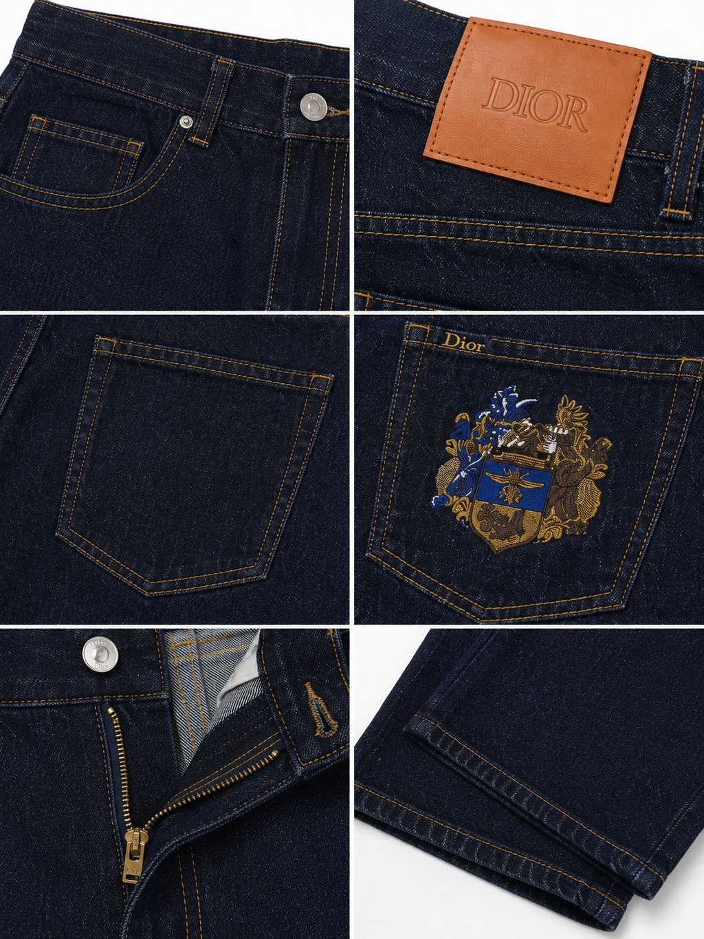 Embroidered Straight-Leg Jeans – Dark Indigo