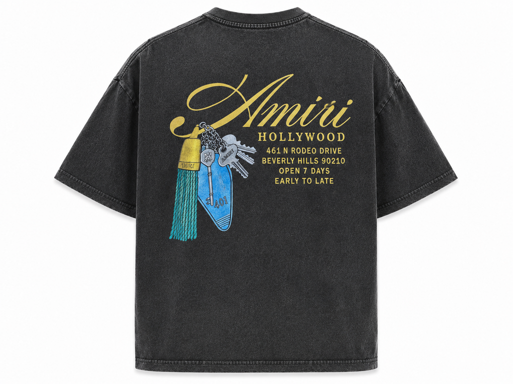 AMIRI Hollywood Graphic Washed T-Shirt – Charcoal