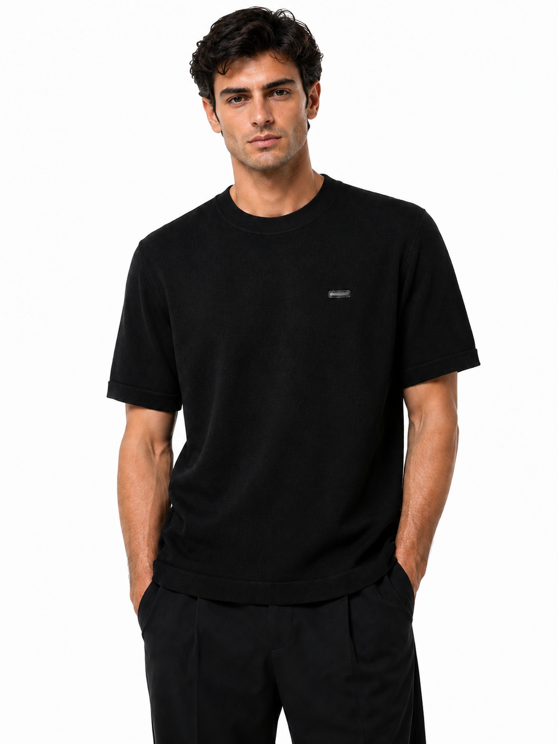Zegna - Black Knit Box Fit T-Shirt