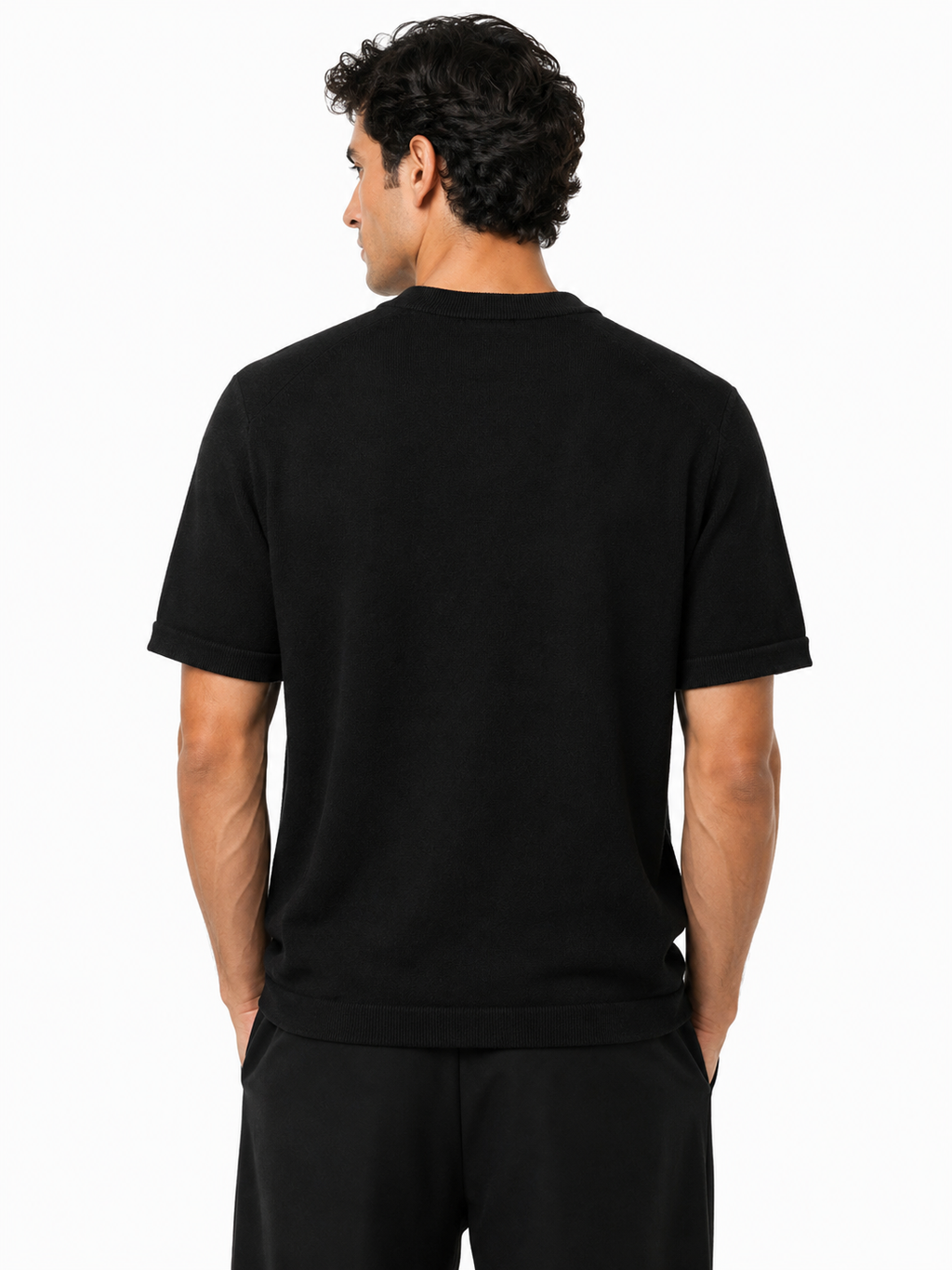 Zegna - Black Knit Box Fit T-Shirt