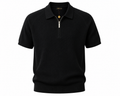 Loro Piana Black Knit Zip Polo