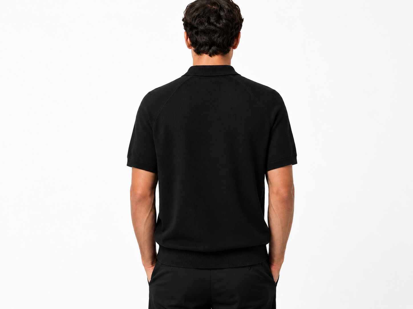 Loro Piana Black Knit Zip Polo