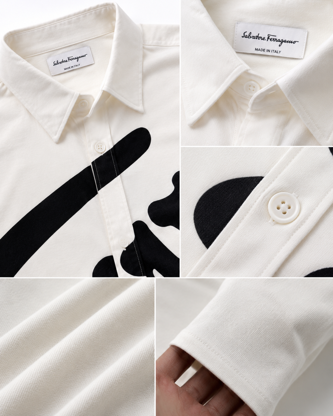 Salvatore Ferragam- Premium White Printed Shirt