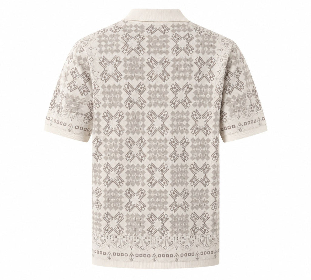 AMIRI Patterned Knit Polo – Cream
