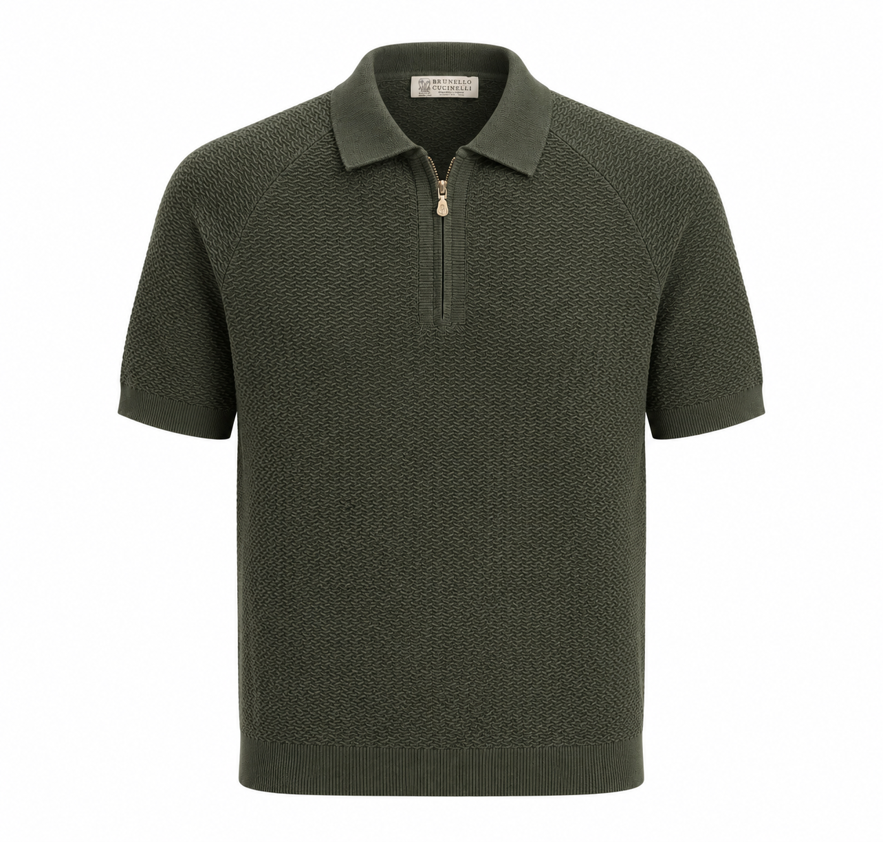 Brunello Cucinelli - Textured Knit Zip Polo