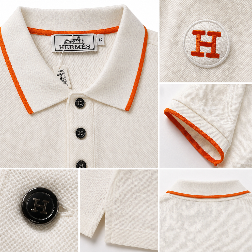 Hermès Polo Shirt – Cream & Orange