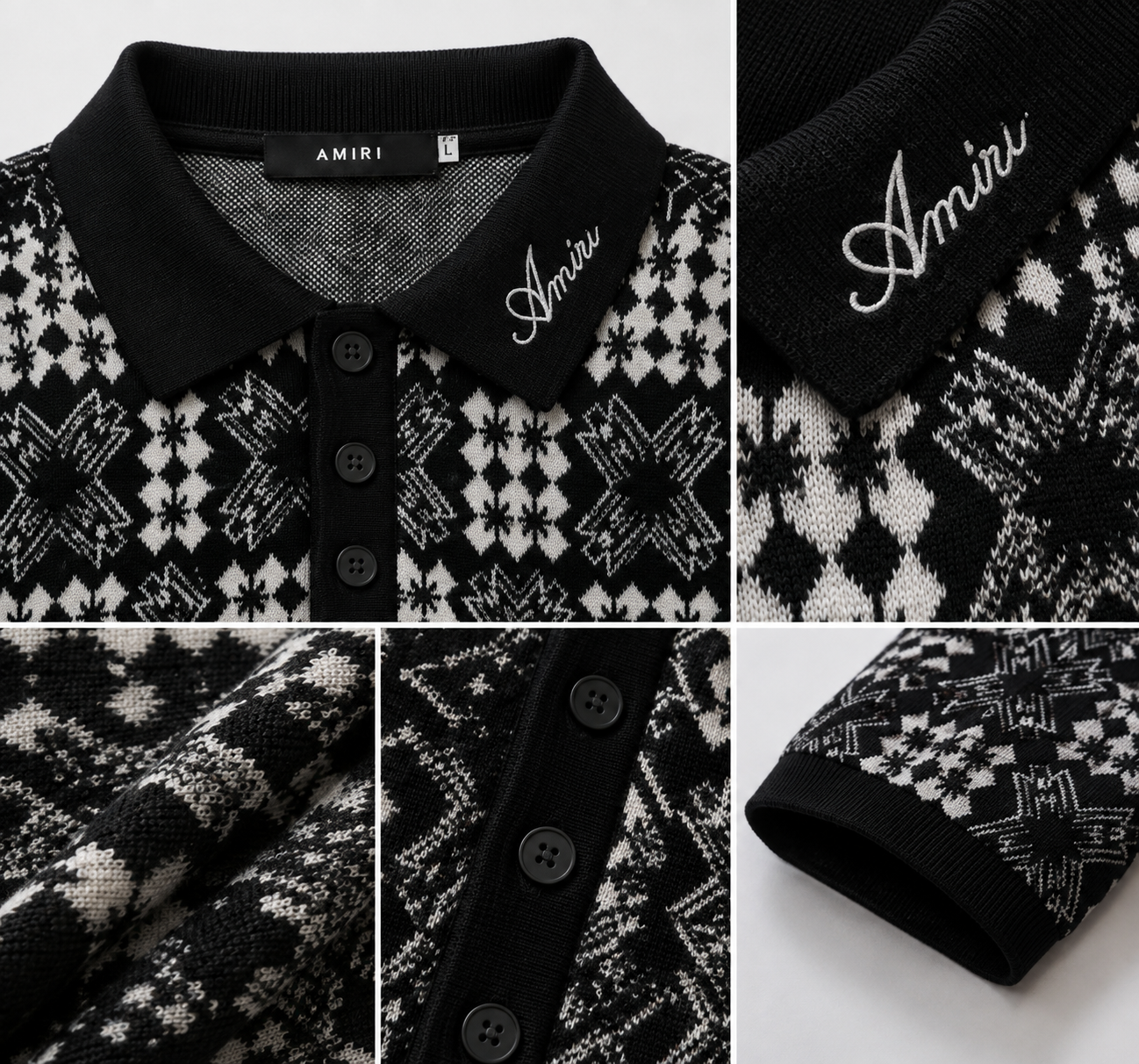 AMIRI Patterned Knit Polo