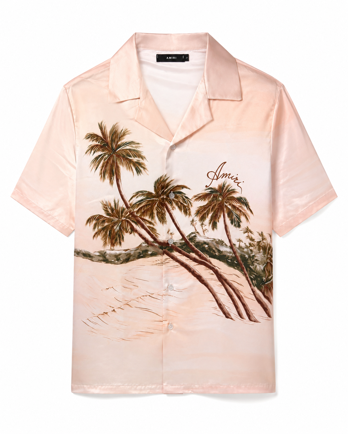 Amiri Palm Print Satin Shirt