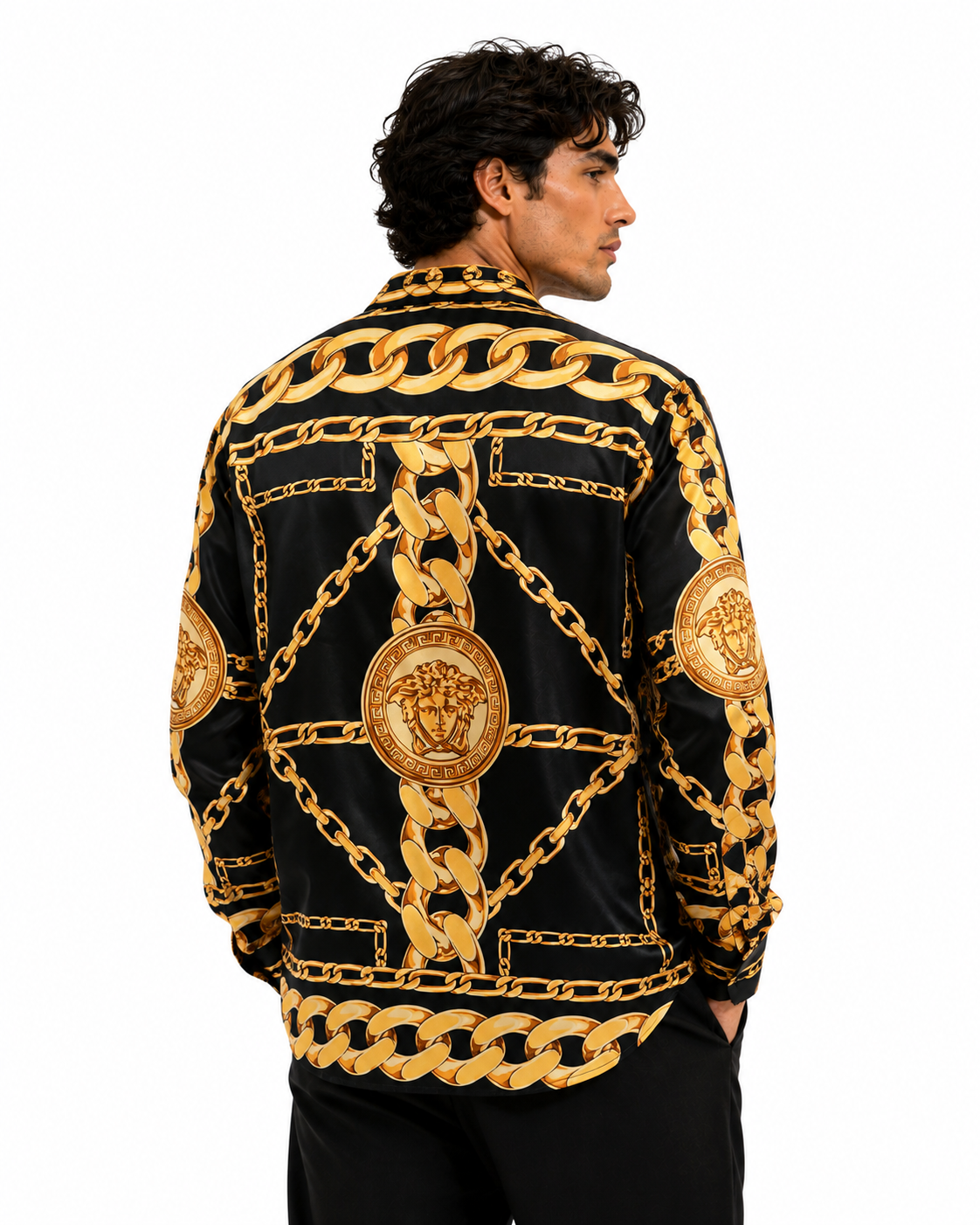 Versaci - Black & Gold Chain Shirt