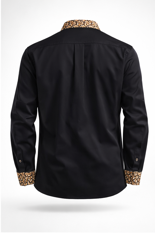 BURBERRY MEN'S SHIRT WITH LOGO PATTERNED COLLAR AND CUFFS
