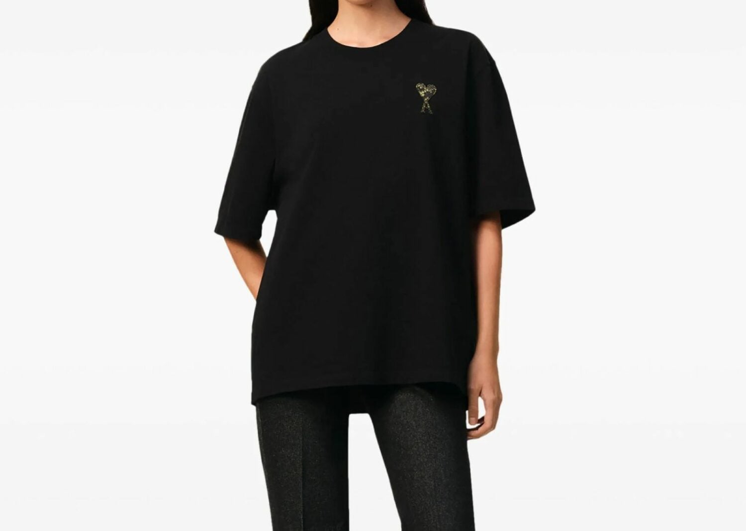 Ami Paris - Crew Neck Logo Patch T-Shirt Black