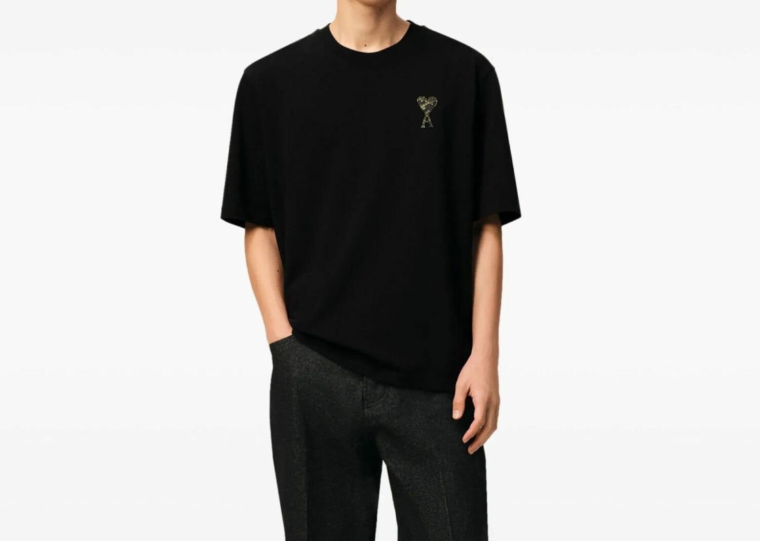 Ami Paris - Crew Neck Logo Patch T-Shirt Black
