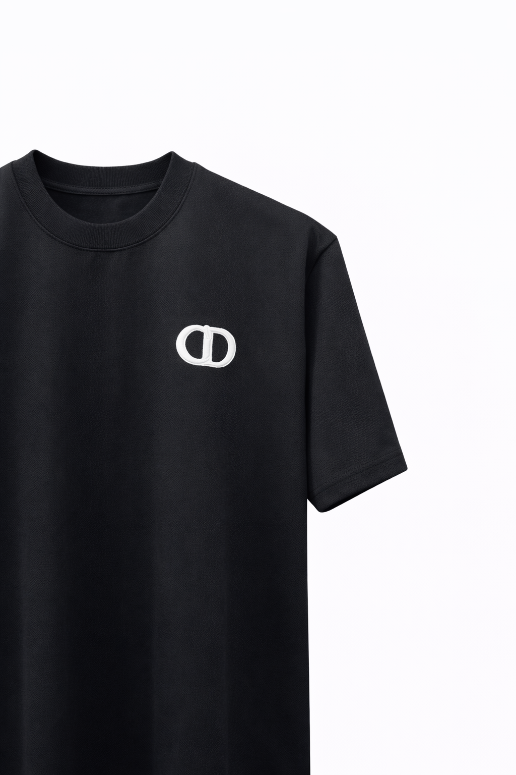 DIOR تي شيرت بأكمام قصيرة وياقة مستديرة مطرز بحروف CD