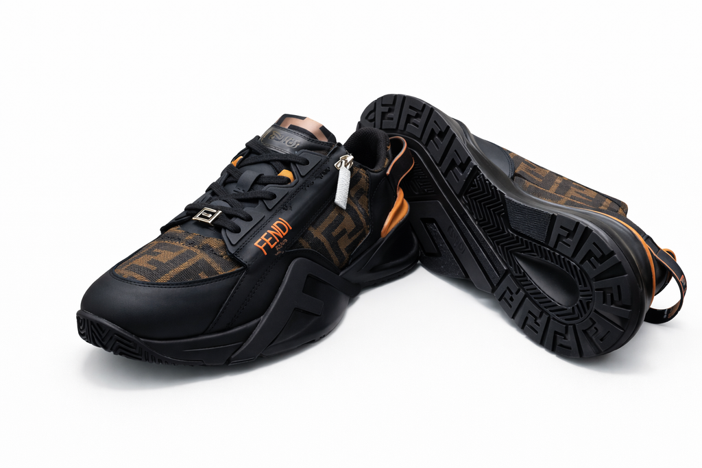 FENDI
'Flo' Jacquard Leather Sneakers FF