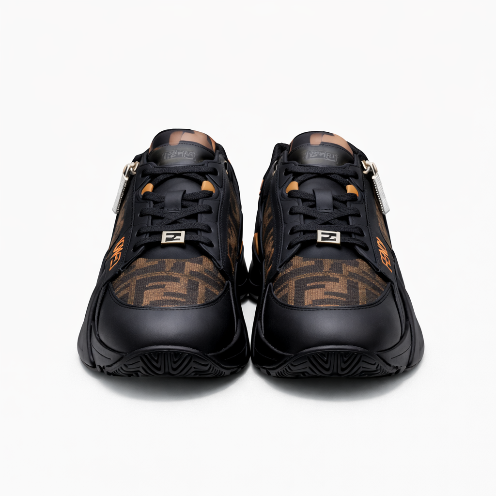 FENDI
'Flo' Jacquard Leather Sneakers FF