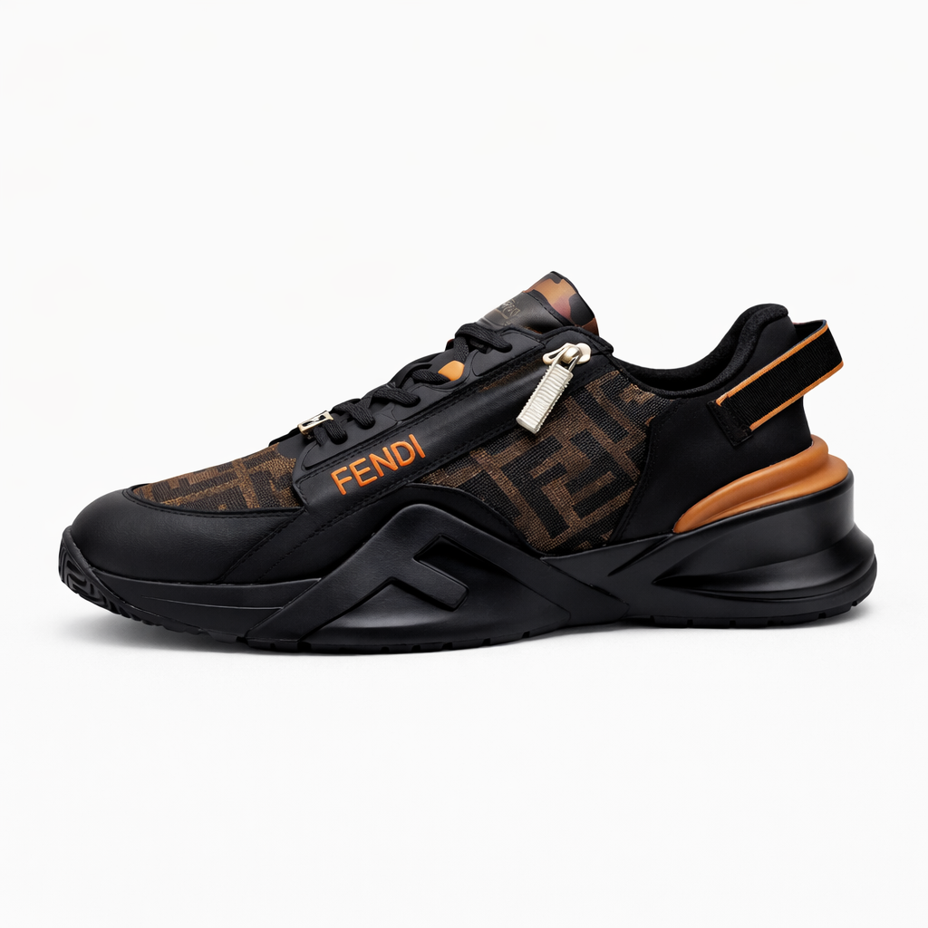 FENDI
'Flo' Jacquard Leather Sneakers FF