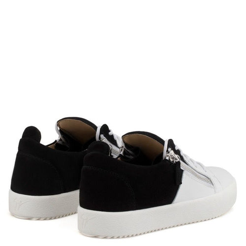 Giuseppe Zanotti
White/Black Nubuck and Leather Double Zip Low Top Sneakers