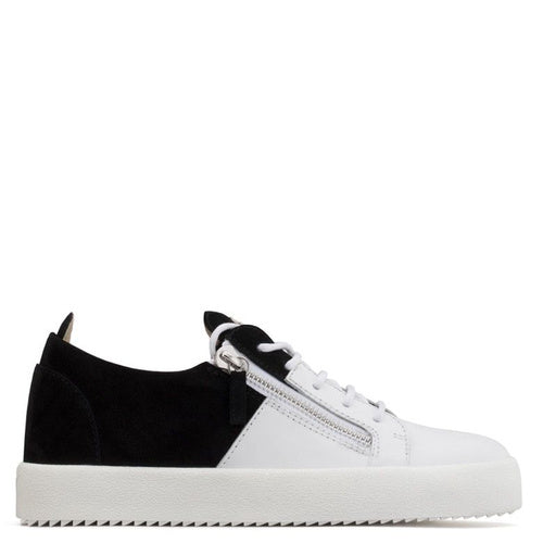 Giuseppe Zanotti
White/Black Nubuck and Leather Double Zip Low Top Sneakers
