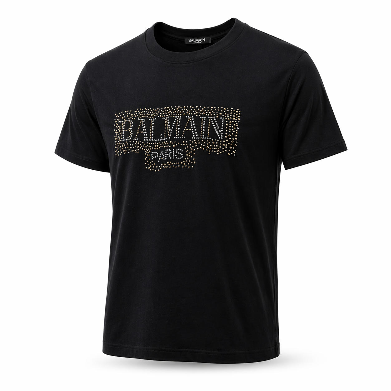 Balmain-stud-embellished logo cotton T-shirt