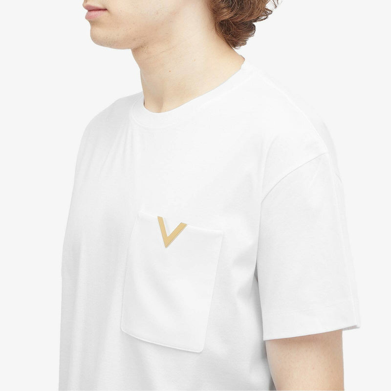 Valentino Men's V Pocket Logo Shirt in White
