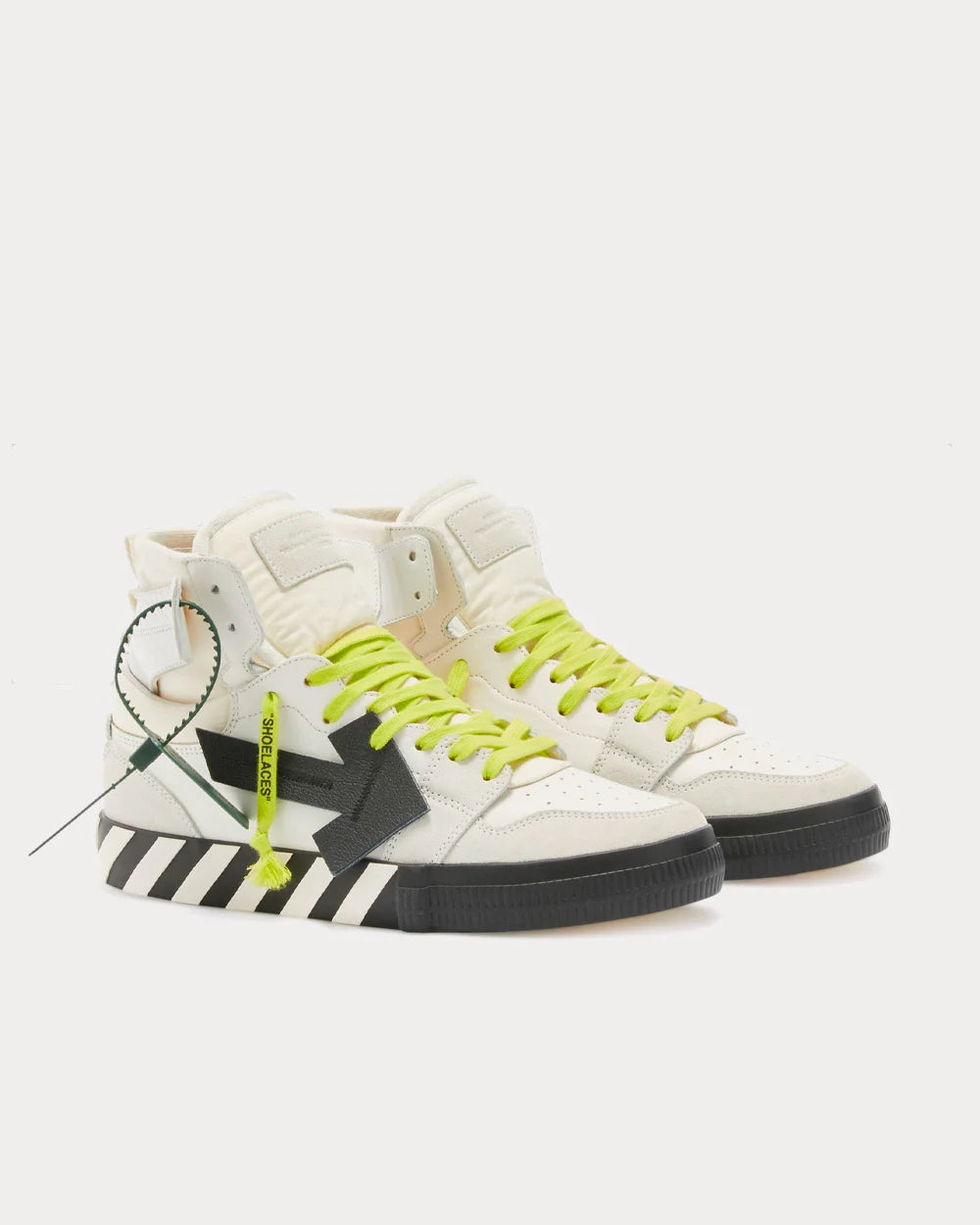 Off-White - Out Of Office "Ooo" Cream / White / Yellow High Top Sneakers
